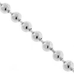 Italian 10K White Gold Army Diamond Cut Bead Womens Chain 1.5 mm