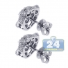 Womens Diamond Panther Cat Stud Earrings 18K White Gold 1.10 ct