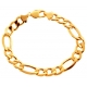 10K Yellow Gold Figaro Hollow Link Mens Bracelet 11 mm 9.25 Inch