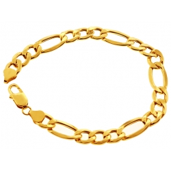 10K Yellow Gold Figaro Link Mens Bracelet 8 mm 8 1/2 Inches
