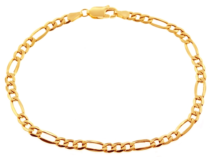 10K Yellow Gold Figaro Link Mens Bracelet 4 mm 8 Inches