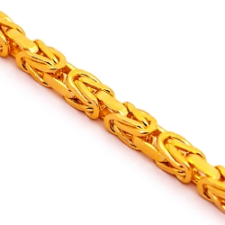Italian 14K Yellow Gold Solid Byzantine Mens Chain 3.5 mm