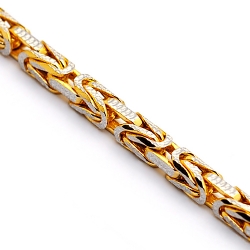 Men's 6mm Solid 925 Sterling Silver Byzantine Chain – 14k Gold Plated (18-30")