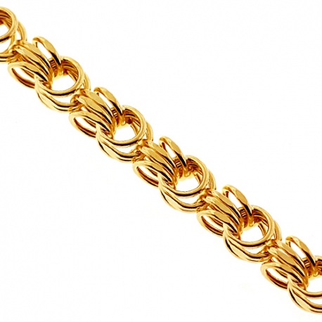 Italian 10K Yellow Gold Fancy Rolo Byzantine Mens Chain 3.5mm