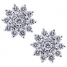 Womens Diamond Flower Stud Earrings 18K White Gold 1.00 ct