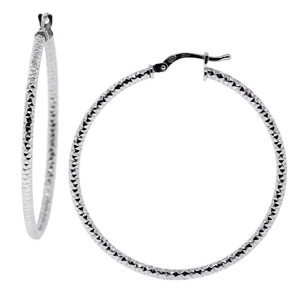 BOCCATI Hoop Earrings With 0.04 ctw Genuine Diamond in 925 Sterling Silver 