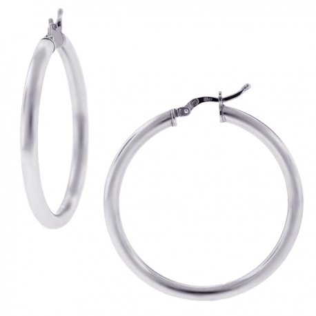 Polished Sterling Silver Womens Round Hoop Earrings 3 mm 3 inch