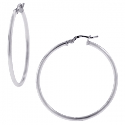 Polished Sterling Silver Womens Round Hoop Earrings 2 mm 3 inch