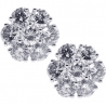 Womens Diamond Flower Stud Earrings 18K White Gold 2.33 ct 10 mm