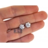 Womens Diamond Flower Stud Earrings 18K White Gold 1.63 ct 8 mm