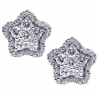 Womens Diamond Cluster Star Stud Earrings 18K White Gold 0.91 ct