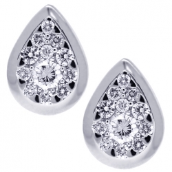 18K White Gold 0.70 ct Diamond Womens Pear Stud Earrings