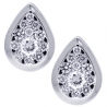 Womens Diamond Pear Shape Stud Earrings 18K White Gold 0.70 