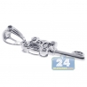 Womens Diamond Vintage Key Love Pendant 14K White Gold 0.17ct