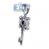 Womens Diamond Vintage Key Love Pendant 14K White Gold 0.17ct