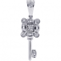 14K White Gold 0.17 ct Diamond Vintage Key Womens Pendant