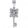 Womens Diamond Vintage Key Love Pendant 14K White Gold 0.17ct