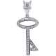 14K White Gold 0.37 ct Diamond Straight Key Womens Pendant