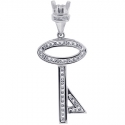 14K White Gold 0.37 ct Diamond Straight Key Womens Pendant