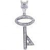 Womens Diamond Straight Key Love Pendant 14K White Gold .37ct