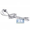 Womens Diamond Straight Key Love Pendant 14K White Gold .37ct