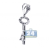 Womens Diamond Straight Key Love Pendant 14K White Gold .37ct