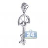 Womens Channel Set Diamond Key Pendant 14K White Gold 1.05ct
