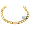 10K Yellow Gold Diamond Cut Cuban Mens Link Bracelet 11mm 9"
