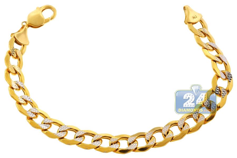 Details about   3.60 Grams 4.8mm 8" Mens 10k Yellow Real Gold Cuban Miami Diamond Cut Bracelet