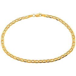 10K Yellow Gold Anchor Link Mens Bracelet 3 mm 8 Inches