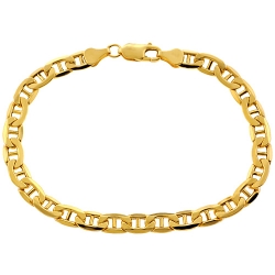 10K Yellow Gold Anchor Link Mens Bracelet 6 mm 8 1/2 Inches