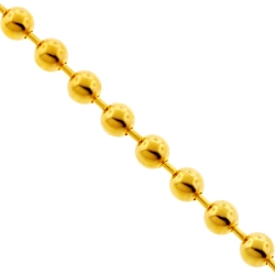 Italian 10K Yellow Gold Polished Ball Mens Army Chain 4 mm