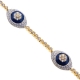 14K Yellow Gold 3.25 ct Diamond Evil Eye Womens Bracelet 7.25 Inch