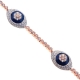 14K Rose Gold 3.25 ct Diamond Evil Eye Womens Bracelet 7.25 Inch