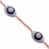 Womens Diamond Evil Eye Bracelet 14K Rose Gold 3.25 ct 7.25"