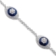 14K White Gold 3.25 ct Diamond Evil Eye Womens Bracelet 7.25 Inch