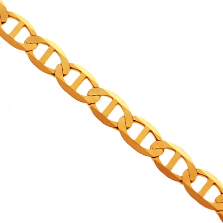 Italian 10K Yellow Gold Solid Mariner Link Mens Chain 3 mm
