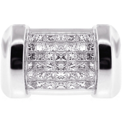 14K White Gold 1.67 ct Princess Diamond Mens Ring