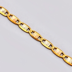 Italian 14K Three Tone Gold Mariner Link Womens Chain 3 mm