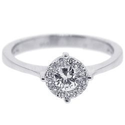 18K White Gold 0.39 ct Diamond Cluster Womens Engagement Ring