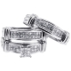 14K White Gold 1.13 ct Princess Diamond Bridal Three Rings Set