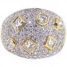 14K Yellow Gold 2.26 ct Diamond Pave Womens Geometry Ring