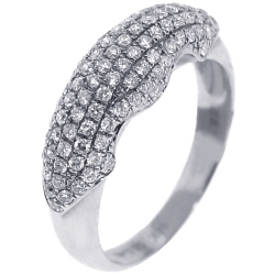 14K White Gold 0.81 ct Pave Diamond Womens Dome Ring
