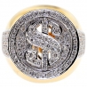 Mens Diamond Dollar Sign Money Ring 14K Yellow Gold 1.91 ct
