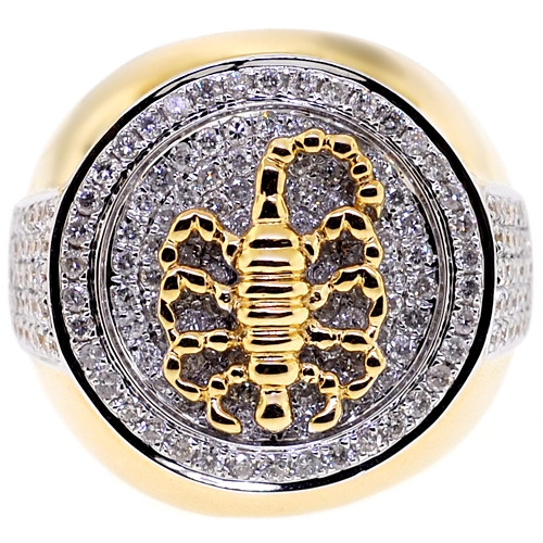 katje Isolator Misbruik Mens Diamond Scorpion Round Ring 14K Yellow Gold 2.00 ct