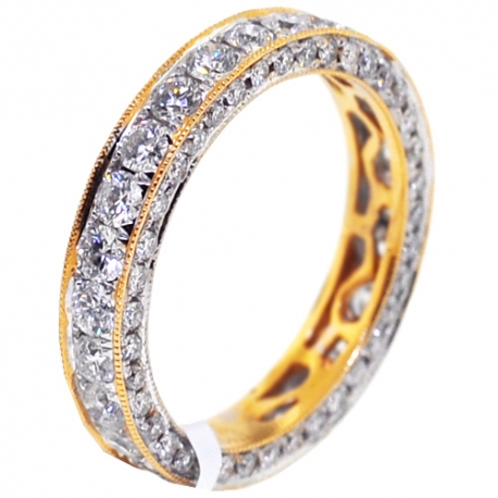 14K Yellow Gold 2.36 ct Iced Out Diamond Womens Eternity Ring