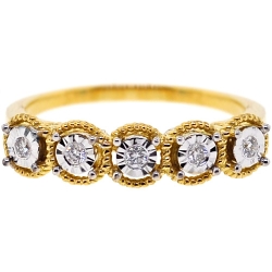 18K Yellow Gold 0.12 ct Five Diamond Womens Wedding Ring