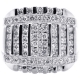 14K White Gold 2.48 ct Diamond Square Multi Row Mens Ring