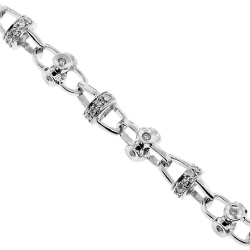 14K White Gold 3.95 ct Diamond Open Link Mens Chain 30 Inches