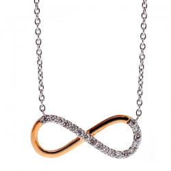 18K Two Tone Gold 0.16 ct Diamond Infinity Pendant Necklace